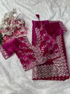 Jk Fashion Pure Zimmy Choo Satin Party Wear Saree Suppliers in India
